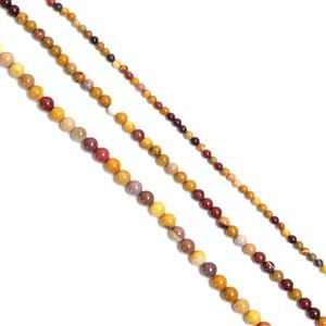 335cts Mookite Plain Round Approx 4mm, 6mm, 8mm, 37cm Strand Set of 3