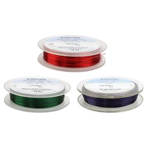 0.32mm Artistic Wire, 28 Gauge Tarnish Resistant, Red, Purple & Green Colored Copper Craft