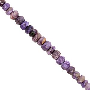 60cts Charoite Graduated Faceted Rondelle Approx 4x2 to 7x5mm, 23cm Strand