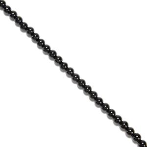 115cts Type A Black Jadeite Plain Rounds Approx 6mm, 38cm Strand