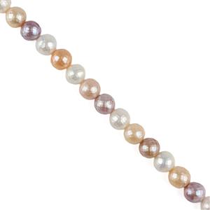 Mixed Natural Colour Freshwater Cultured Faceted Pearls Approx. 10-11mm, 38cm Strand (White/Peach/Purple)