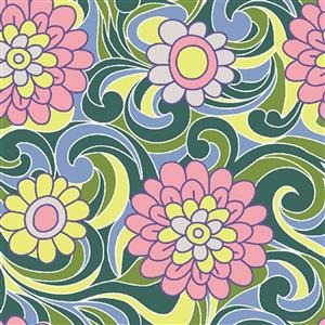 Liberty Carnaby Collection Carnation Carnival Pink and Green Fabric 0.5m