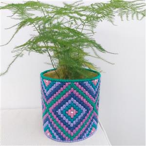 Crafting with Lyndsey Bargello Plant Pot Kit - Blues