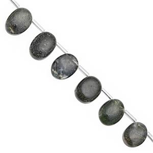 76cts Olive Green Agate Graduated Smooth Oval Approx 9x7 to 16x11mm, 17cm Strand with Spacers
