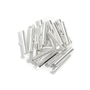 Silver Plated Base Metal Slide End Tubes for Miyuki, Approx 26x5mm, 20pcs 