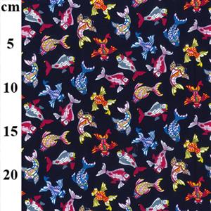 Rose & Hubble Cotton Poplin Prints Fish Navy Fabric 0.5m