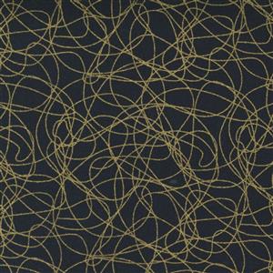 Moda Whispers Metallic Black Gold Swirl Fabric 0.5m