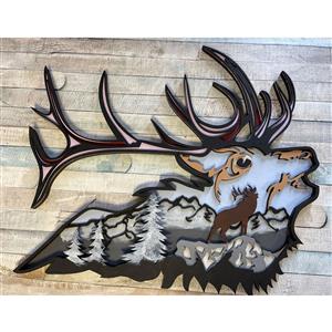Mdf Layered large Antlers Stag Head, 4 layers