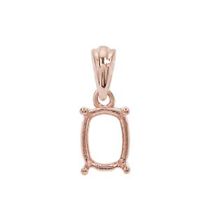 Rose Gold Plated 925 Sterling Silver Cushion Pendant Mount (To fit 9x7mm Gemstone) - 1pcs