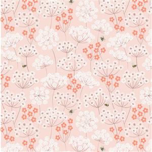 Lewis & Irene Clearbury Down Collection Wild Meadows With Bees Soft Rose Fabric 0.5m