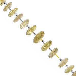 55cts Lemon Quartz German Cut Wheel Approx 7x3 to 12x4.5mm, 15cm Strand with Spacers
