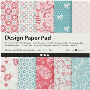 Design Paper Pad, rose, 15,2x15,2 cm, 120 g, 50 sheet/ 1 pack