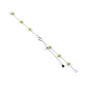 925 Sterling Cable Chain Peridot Open Bracelet with 5cm Slider Extender Chain