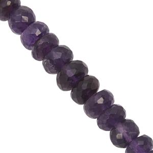 105cts Purple Amethyst Graduated Faceted Rondelle Approx 6.5x5 to 9x6mm, 22cm Strand