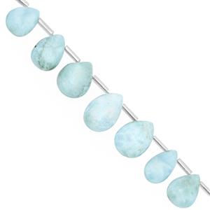 66cts Larimar Top Side Drill Graduated Smooth Pear Approx 9.5x6.5 to 16.5x11mm, 16cm Strand with Spacers