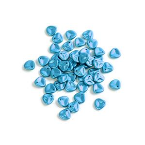 Czech Rose Petal Beads Alabaster Metallic Sea Blue, Approx 8x7mm (50pcs)