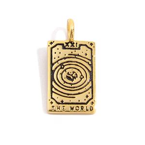 925 Sterling Silver 'The World' Tarot Card, Pendant, Approx 11x22mm