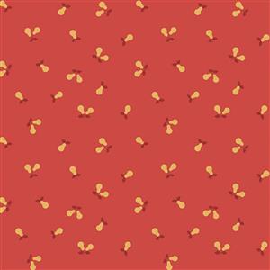 Lewis & Irene Wintertide Red Flower Buds Fabric FQ