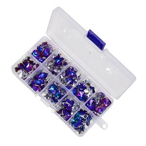 AB Coated Rivoli Box Set, 100pcs (10 Per Shape), Approx 9-14mm