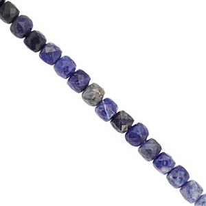50cts Sodalite Faceted Cube Approx 4 to 4.50mm, 38cm Strand