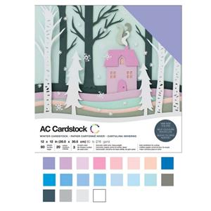 American Crafts Card Stock 12x12 Winter - 60 Sheets, 216 GSM