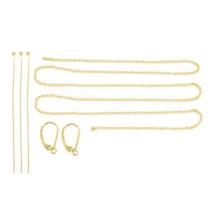 Gold Plated 925 Sterling Silver Mini Findings Pack 6pcs Inc. 1x Pair Leverbacks, 3x Headpins, 18