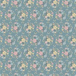 Poppie Cotton Songbird Serenade Blue Bridal Bouquet Fabric 0.5m