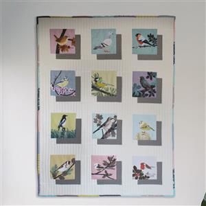 Bird of the Month Charming Shadows Kit: Instructions, Panel & Fabric