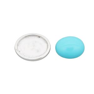 1.54cts Sleeping Beauty Turquoise Cabochon Oval 9x7mm, with Sterling Silver Bezel Cup