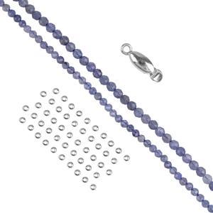 925 Sterling Silver, AA grade Tanzanite Faceted Rounds, 2mm & 3mm Project With Downloadable Instructions By Mark Smith