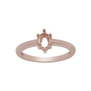 Rose Gold Plated 925 Sterling Silver Oval Ring Mount (To fit 6x4mm gemstone)- 1pcs