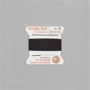 Silk Thread, Size 06 (.70mm, .028 in) - Black, with needle, 2m (6.5ft)