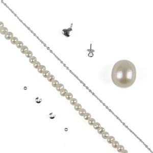 925 Sterling Silver & Freshwater Pearl Lariat Necklace Kit