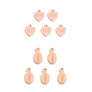 Rose Gold Plated 925 Sterling Silver Heart and Tag Hallmarks, 10pcs (x5 per design) 