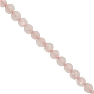 18cts Natural Rose Quartz Gemstone Faceted Rounds Approx 3mm, 31cm Strands