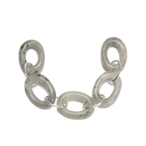 925 Sterling Silver & Labradorite Oval Link Chain, 13cm Length