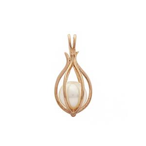Rose Gold Plated 925 Sterling Silver Hinged Cage To Fit White Cultured Pearl, Approx 23x13mm