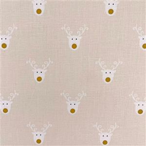 Christmas Reindeer Face Cream Fabric 0.5m