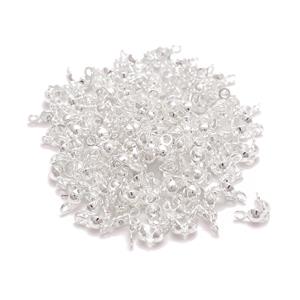 Silver Plated Base Metal Calottes Claw Setting (3.5mm Dome), 100pcs
