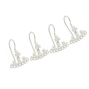 925 Sterling silver Multi Loops Earring With White Topaz, Approx 25x19mm (Pair of 2)