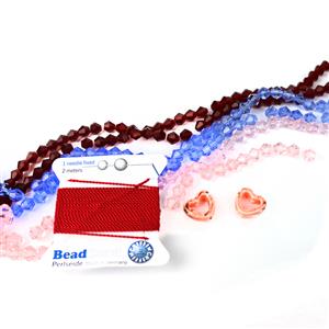 Red Goddess; Porcelain Bead, 6mm Glass Bicone Box Set & Nylon Cord