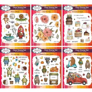 NEW Creative Expressions Jane's Doodles 6 in x 8 in Clear Stamp Sets - Set of 6