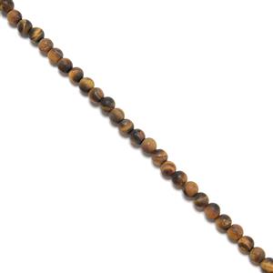 85cts Natural Frosted Yellow Tiger Eye Rounds , Approx 6mm, 38cm Strand