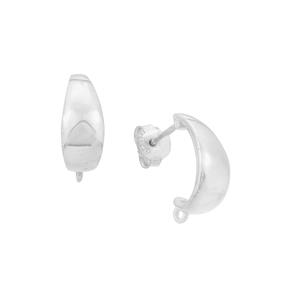 925 Sterling Silver Curved Earrings with Hidden End Loop Approx 16x6mm (1 Pair)