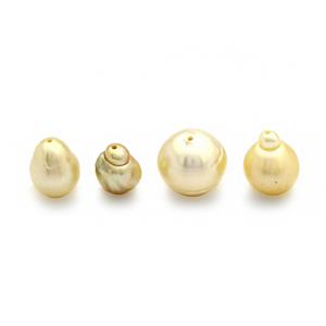 Golden South Sea Cultured Pearl Baroque, Approx 7 to 12mm, 4pcs