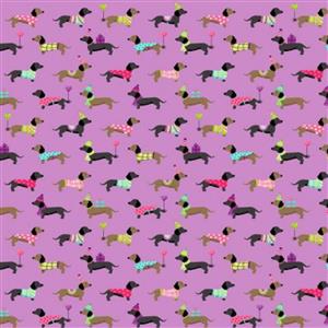 Furry Friends Dachshunds Lilac Fabric 0.5m