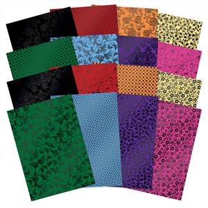 Stained Glass Florals Luxury Foiled Edge-to-Edge Cardstock - 350gsm - 16 Sheets Total