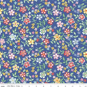 Riley Blake Always In Season Collection Blooming Bright Blue Extra Wide Backing Fabric 0.5m (274cm)