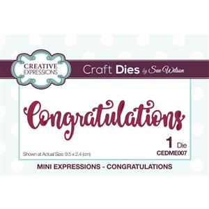 Creative Expressions Sue Wilson Mini Expressions Congratulations Craft Die