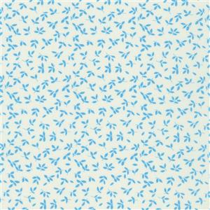Daisy's Bluework Collection Leaves Cornflower Fabric 0.5m